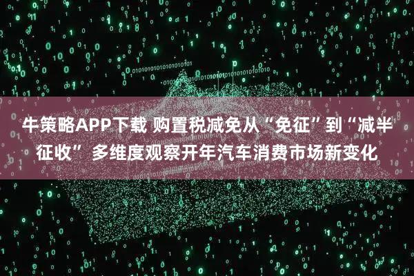 牛策略APP下载 购置税减免从“免征”到“减半征收” 多维度观察开年汽车消费市场新变化