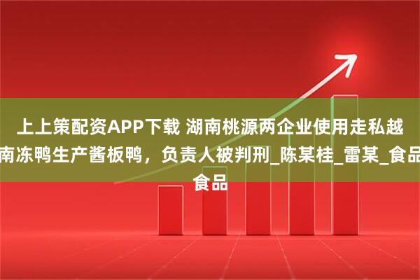 上上策配资APP下载 湖南桃源两企业使用走私越南冻鸭生产酱板鸭，负责人被判刑_陈某桂_雷某_食品